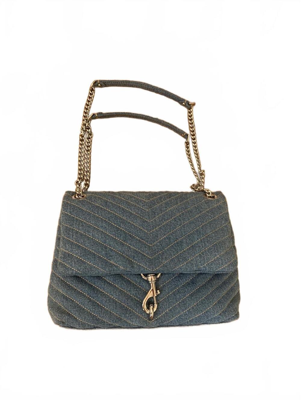 NWT Rebecca Minkoff Edie Flap denim channel Quilted Chain Strap Shoulder Bag